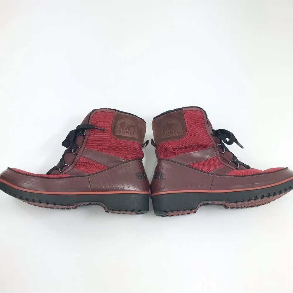 Sorel Tivoli Red Black Waterproof Insulated Lace Up Ankle Boots